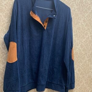 Men's Navy and Tan Sweater